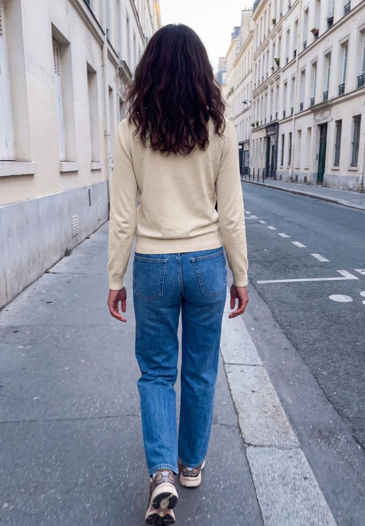 Pullover mit Rundhals in Unifarbe