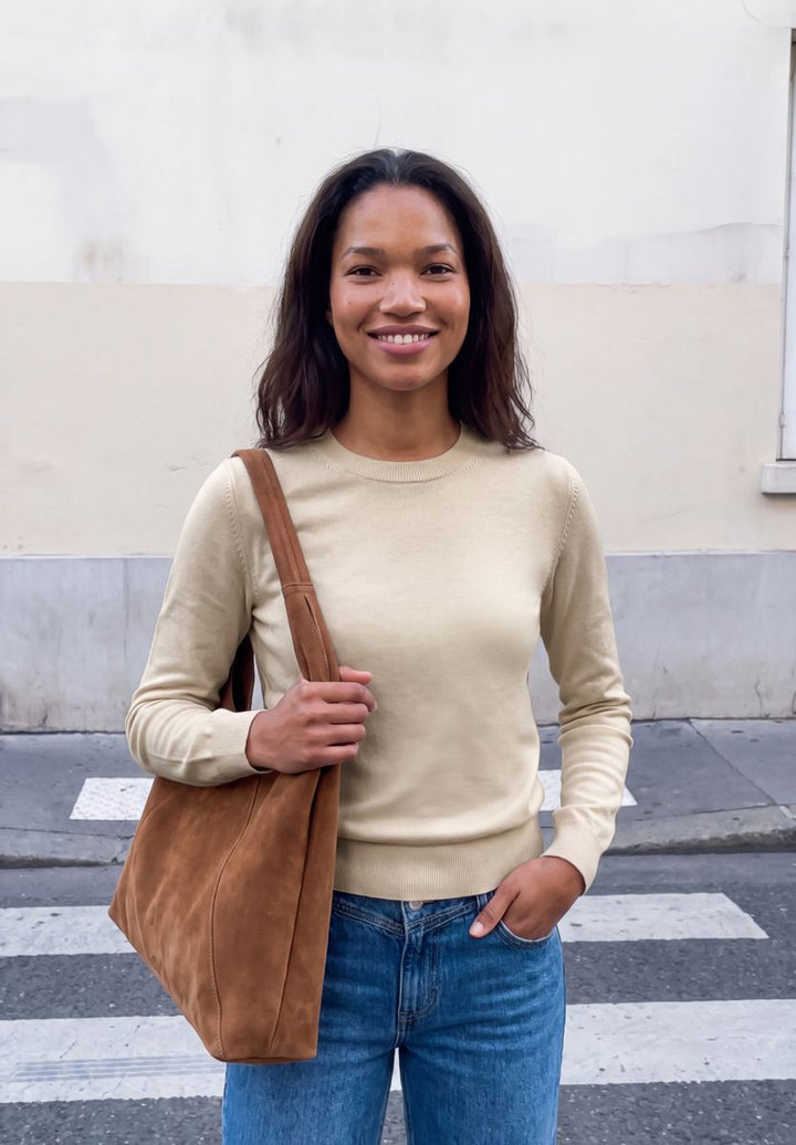 Pullover mit Rundhals in Unifarbe