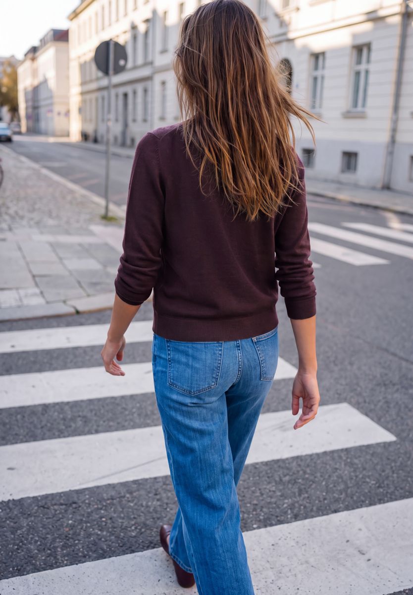 Pullover mit Rundhals in Unifarbe