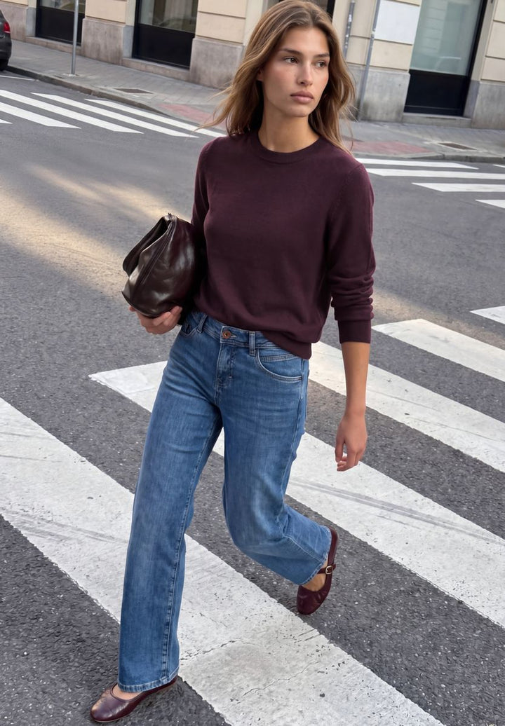 Pullover mit Rundhals in Unifarbe