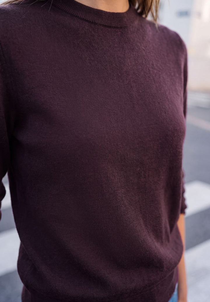 Pullover mit Rundhals in Unifarbe
