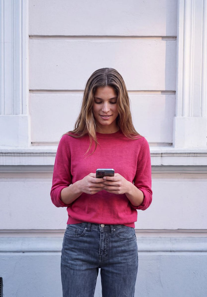 Pullover mit Rundhals in Unifarbe