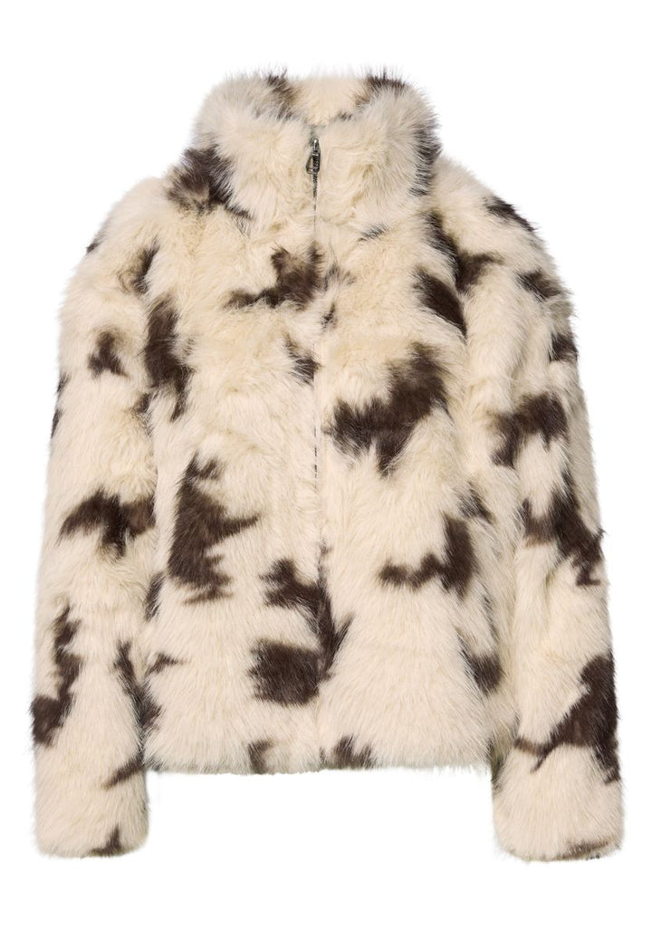 Fake Fur jacke mit Kuh-Muster