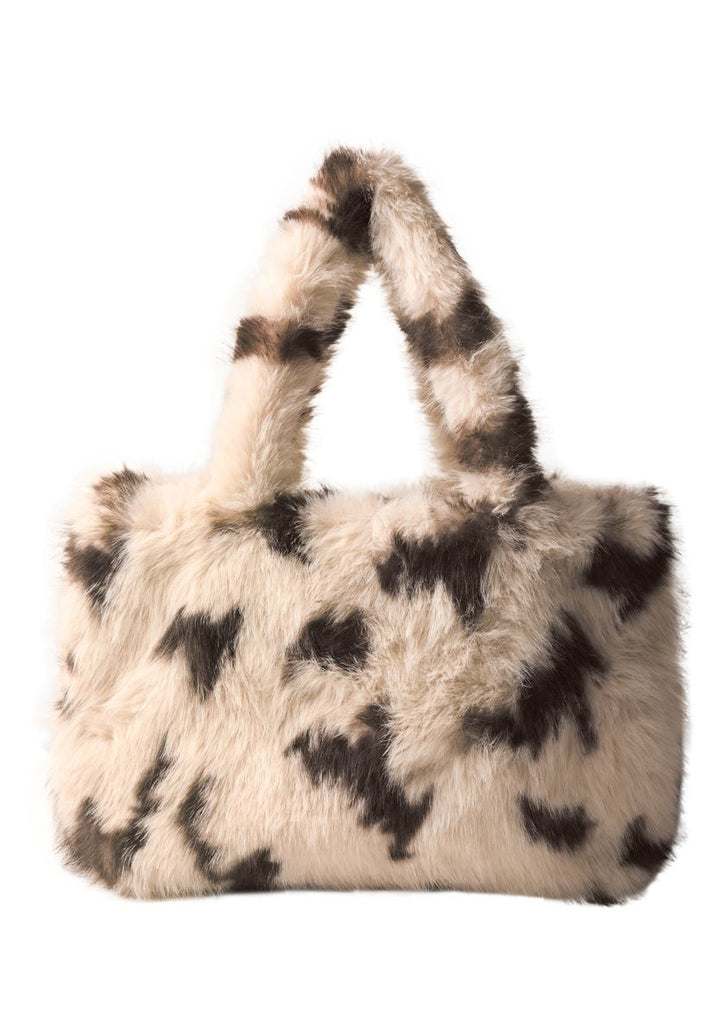 Fake Fur Shopper mit Kuh-Muster