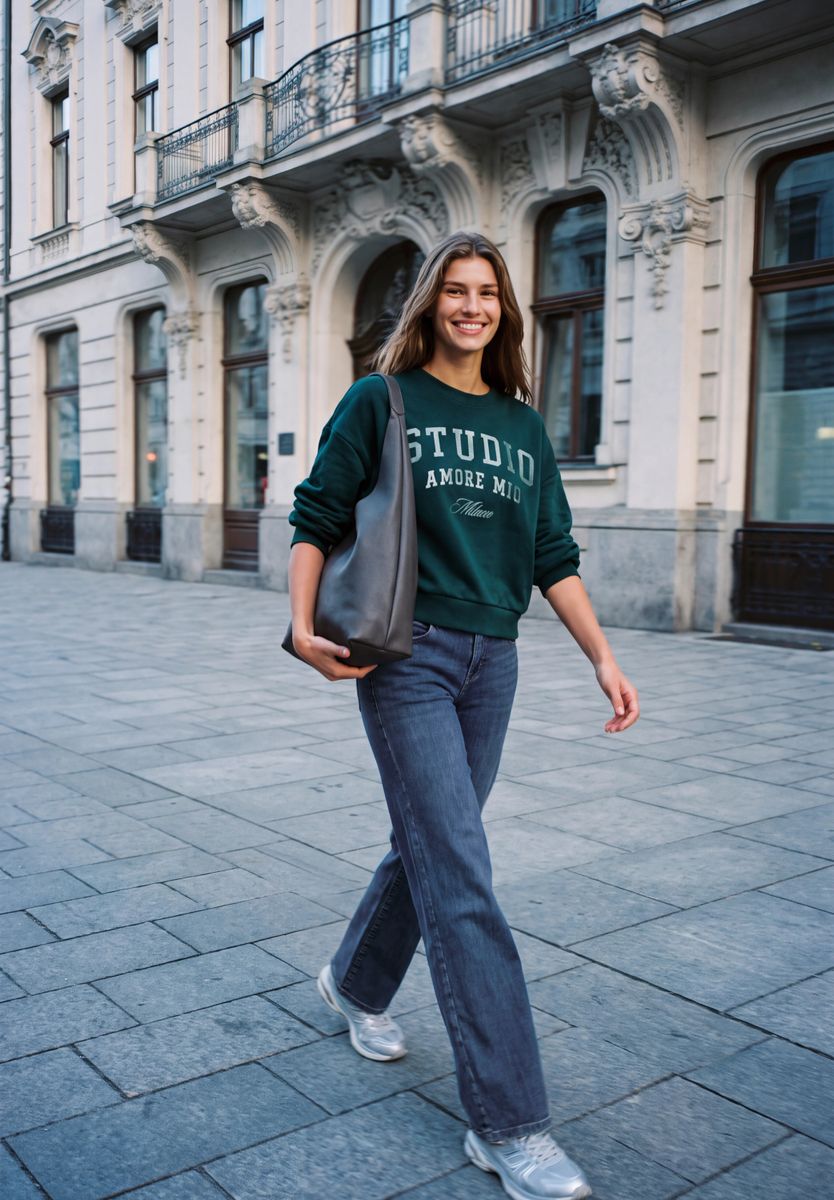 Mid Waist Wide Leg Jeans im Casual Fit