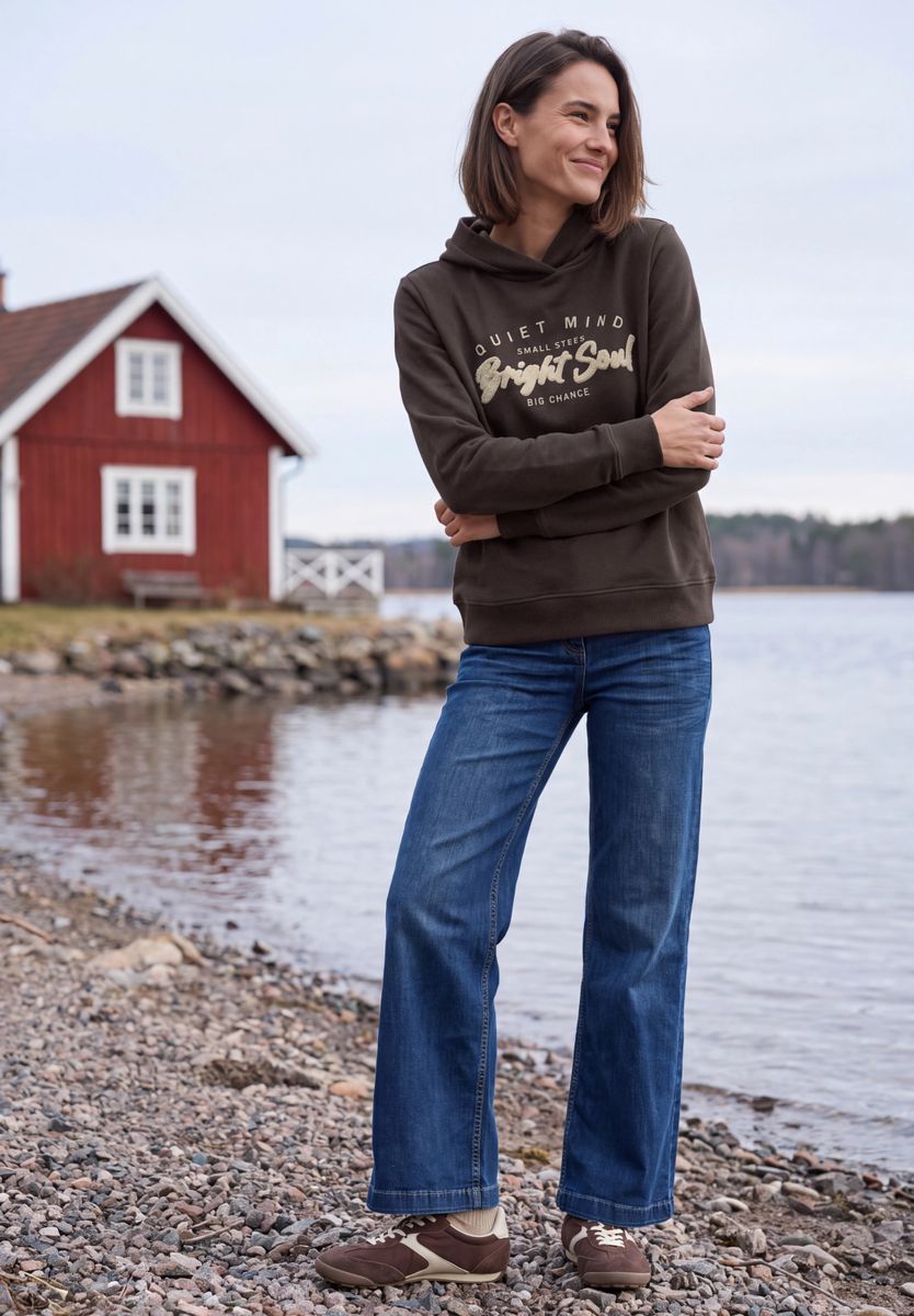 Sweatshirt mit Details in Rippstruktur