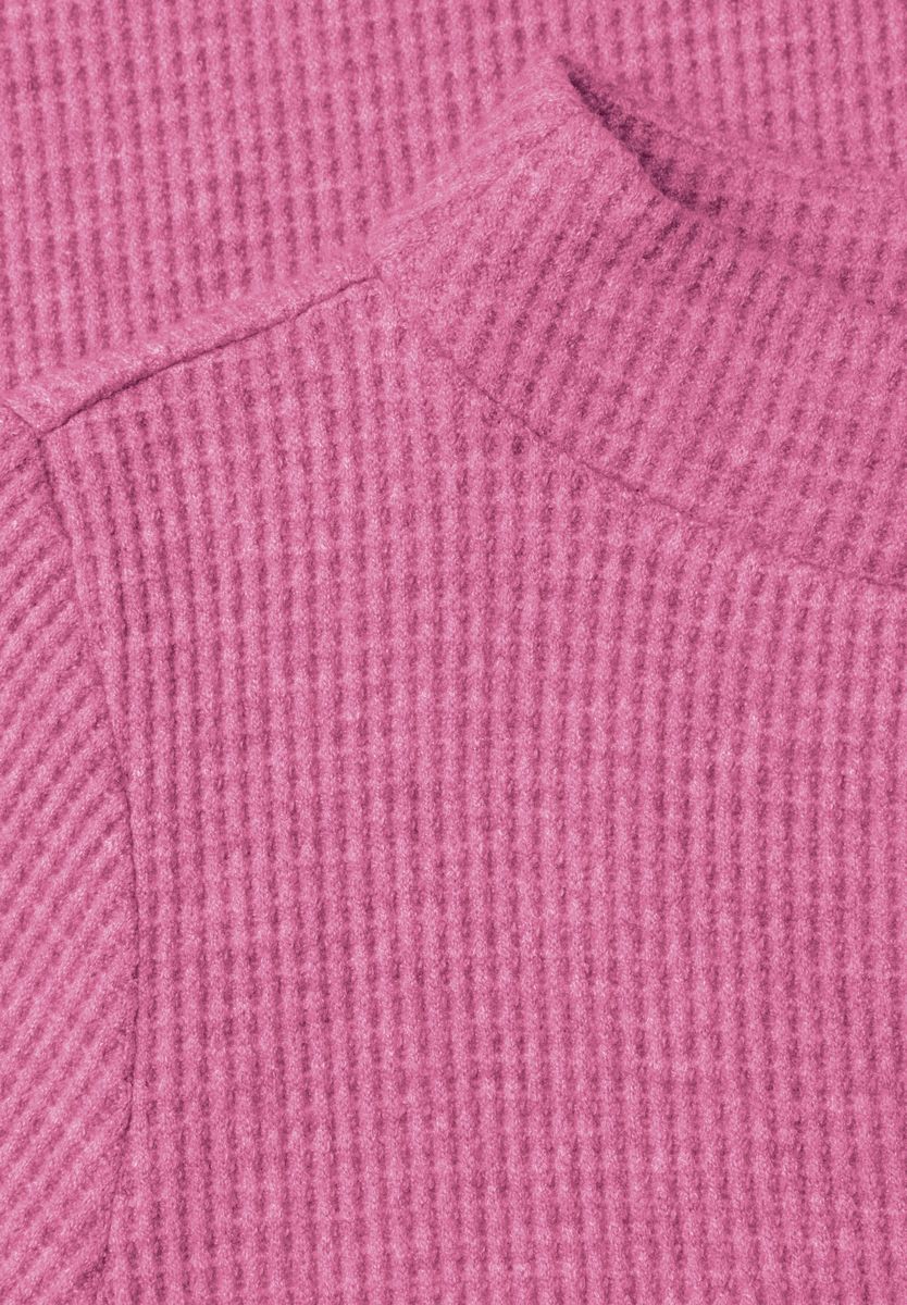 Shirt mit Funnel Neck und Waffelstruktur