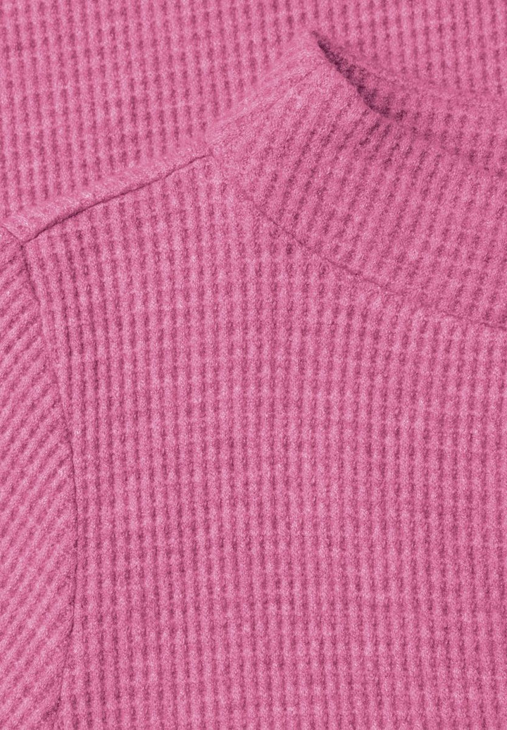Shirt mit Funnel Neck und Waffelstruktur
