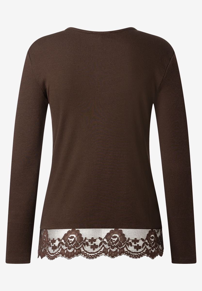 T-Shirt mit Spitzensaum