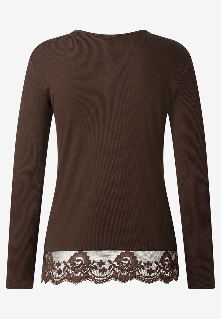 T-Shirt mit Spitzensaum