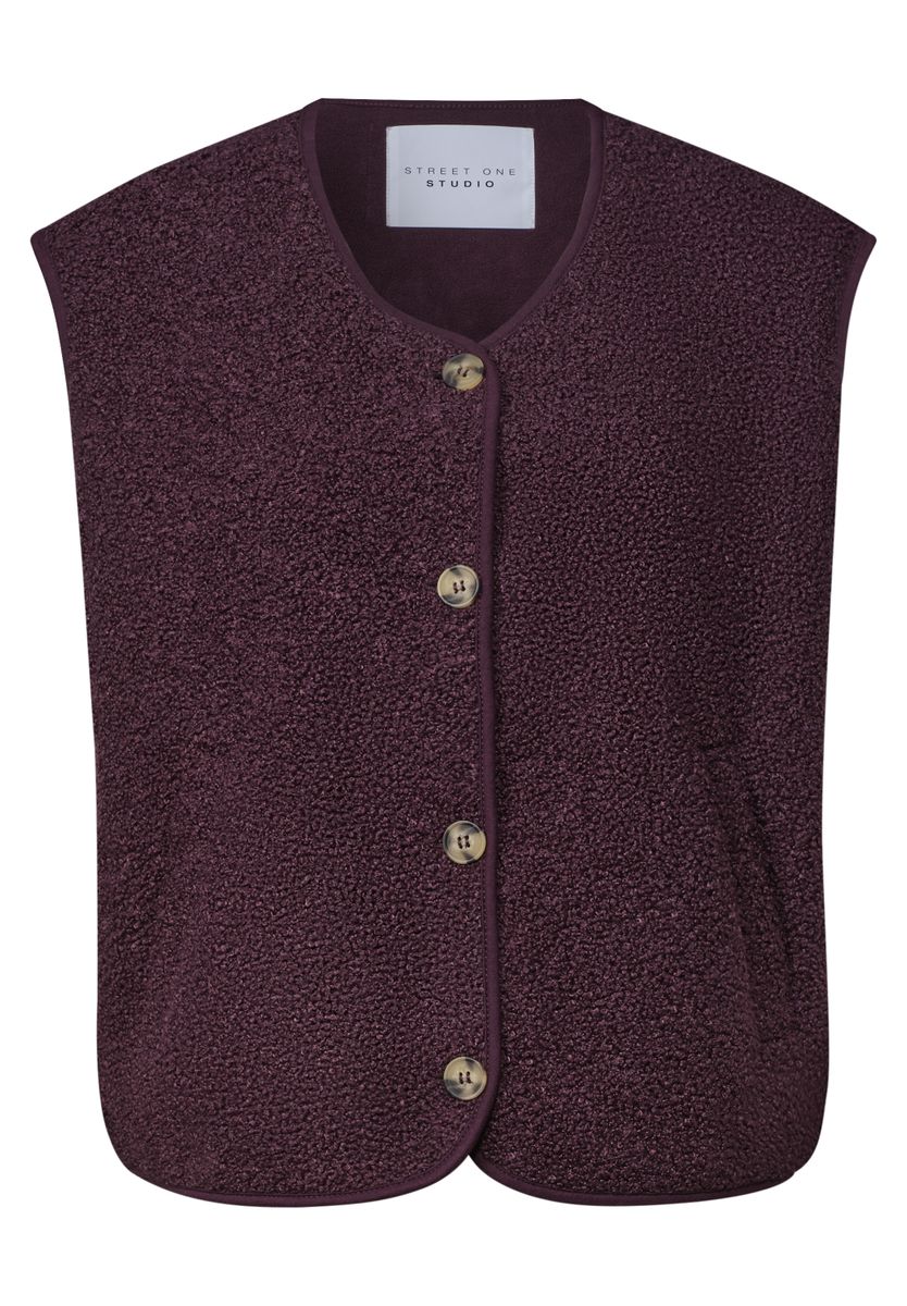 Teddy-Weste mit V-Neck und Knöpfen