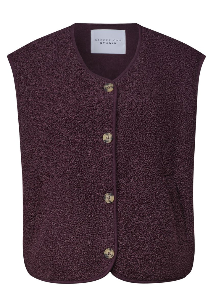 Teddy-Weste mit V-Neck und Knöpfen