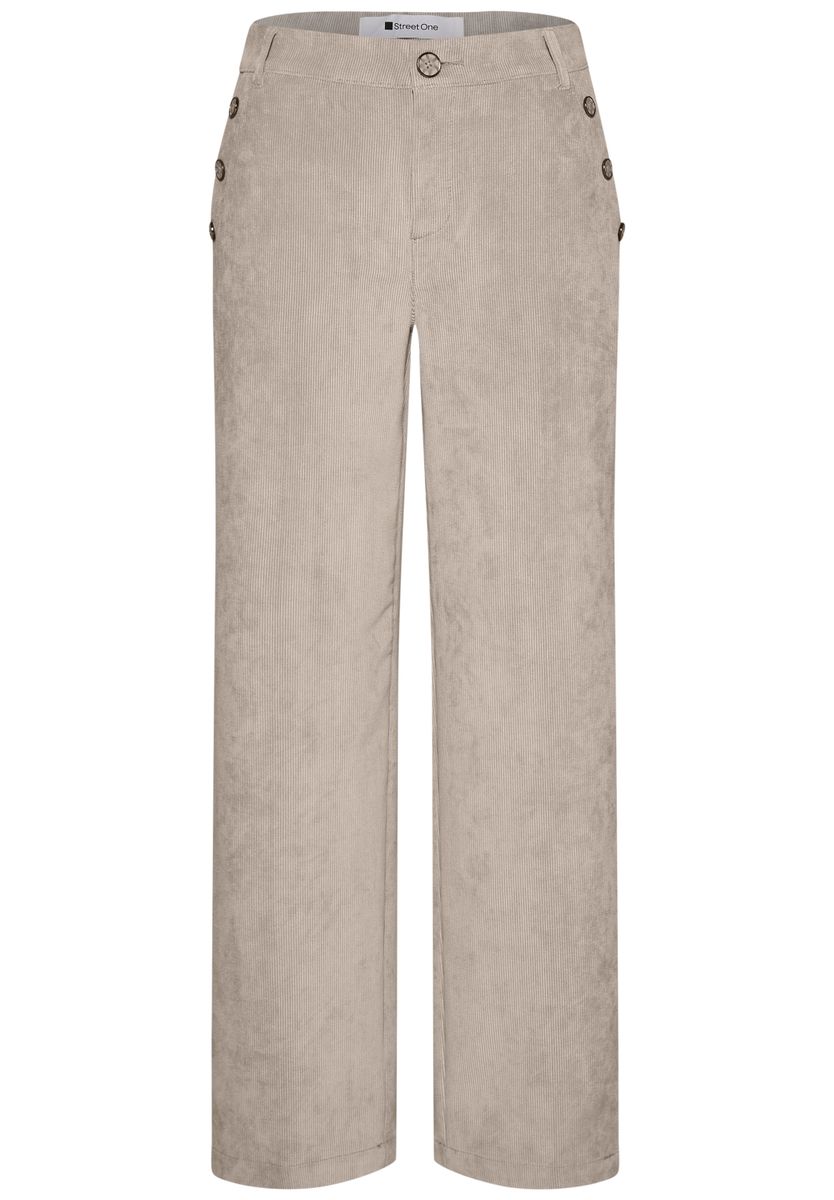 Mid Waist Straight Leg Cordhose mit Knöpfen