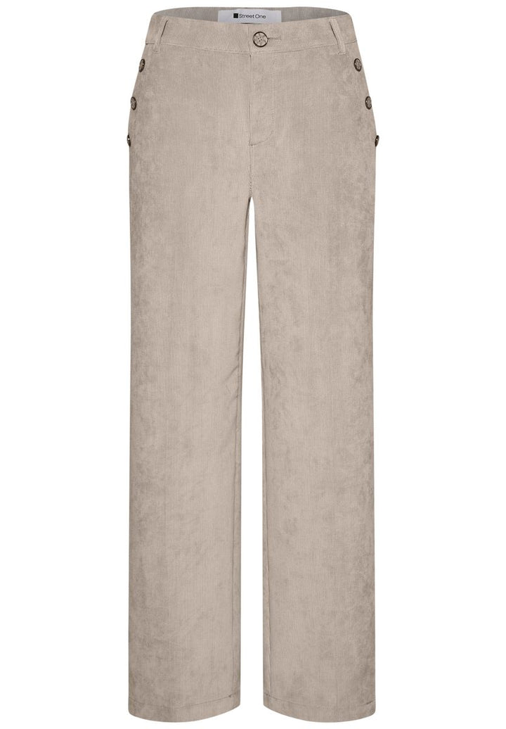 Mid Waist Straight Leg Cordhose mit Knöpfen