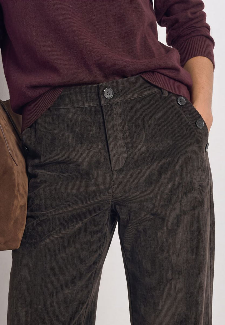 Mid Waist Straight Leg Cordhose mit Knöpfen