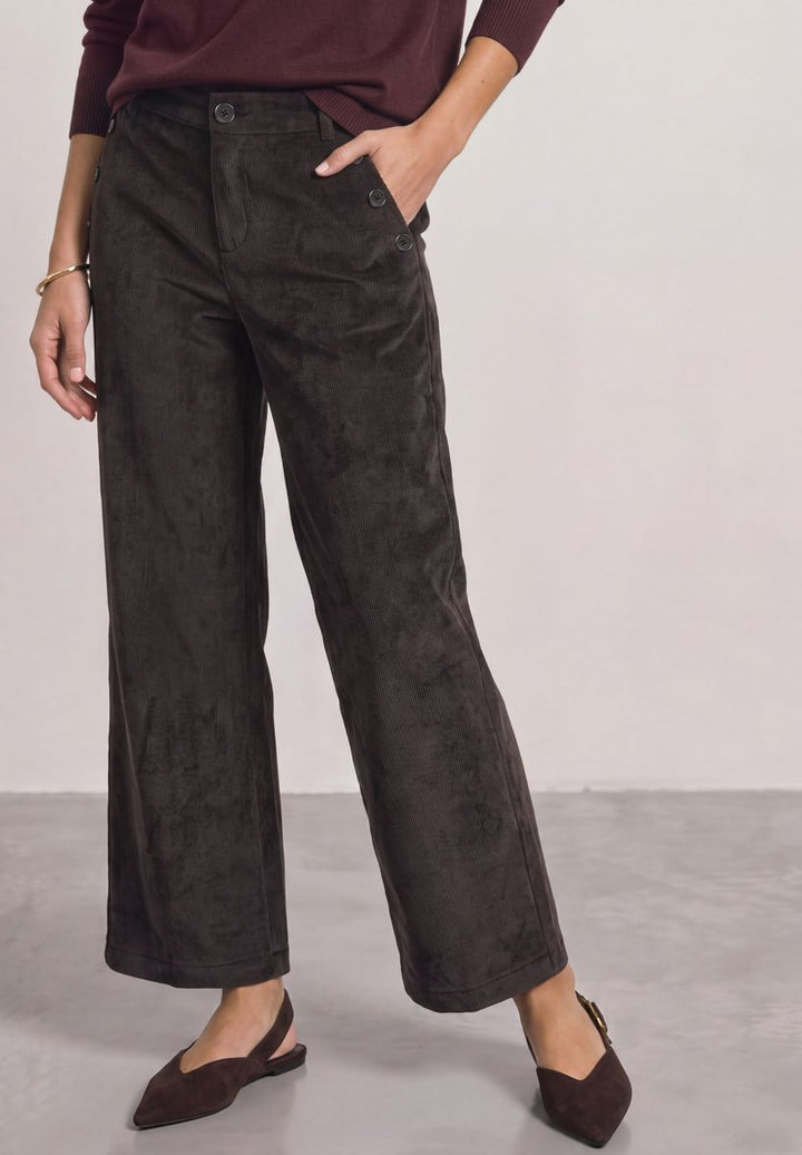 Mid Waist Straight Leg Cordhose mit Knöpfen