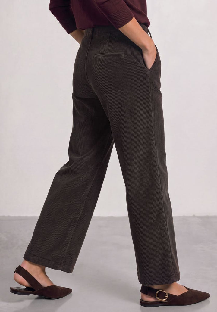 Mid Waist Straight Leg Cordhose mit Knöpfen