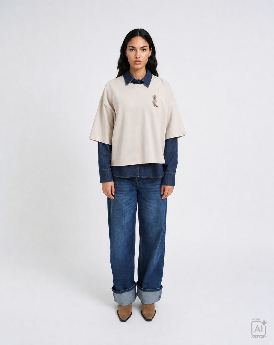 Boxy Cropped Sweatshirt Shortsleeves
