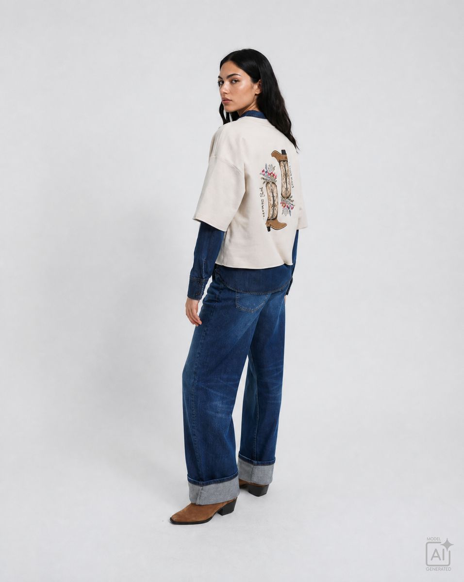 Boxy Cropped Sweatshirt Shortsleeves