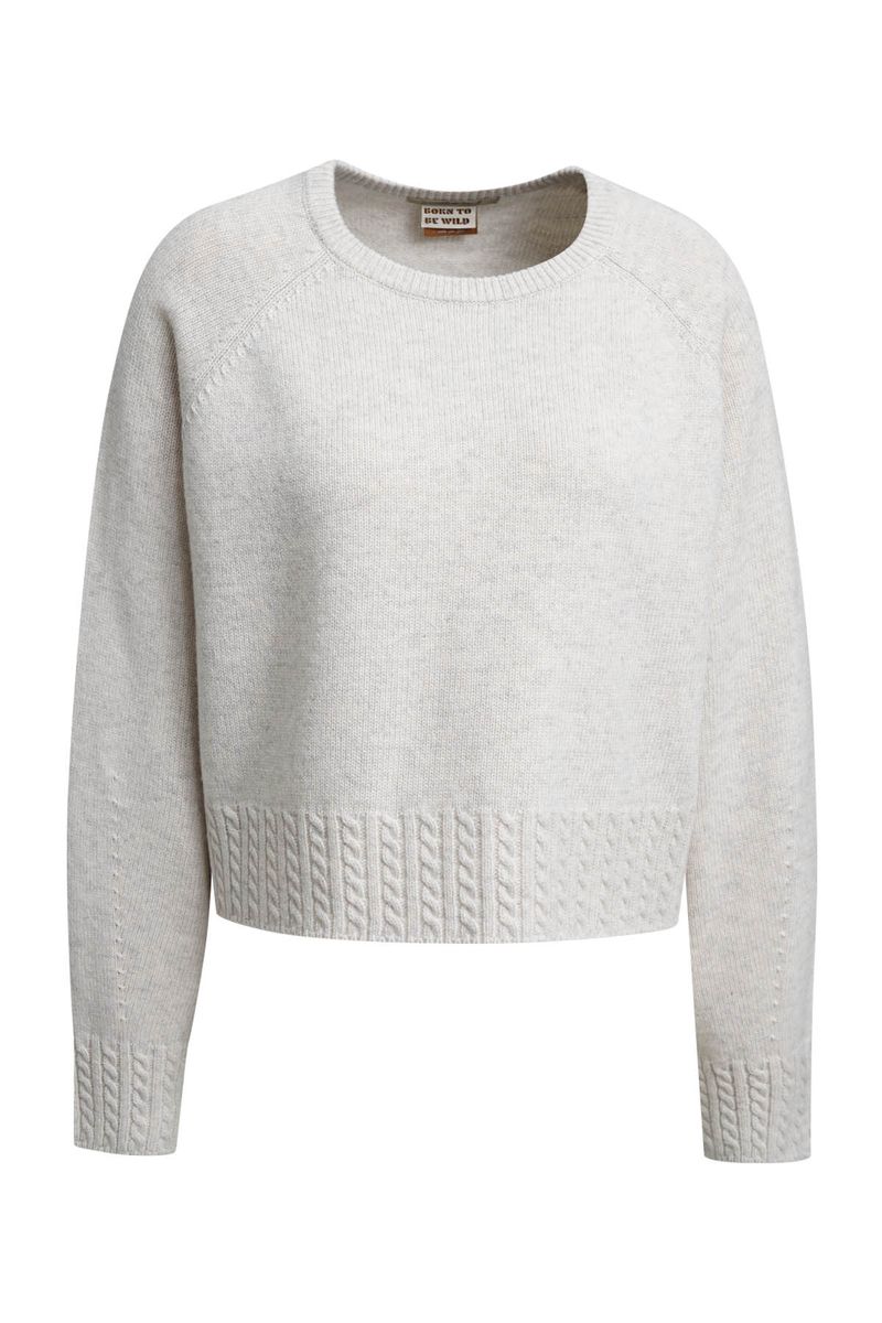 Round Neck Pullover Cable Hem