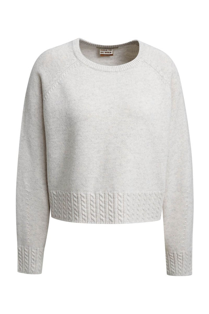 Round Neck Pullover Cable Hem
