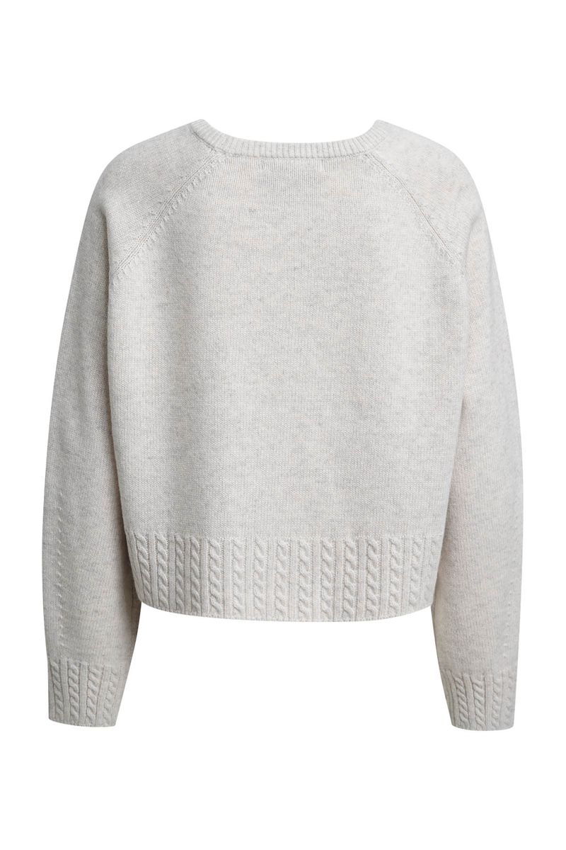 Round Neck Pullover Cable Hem