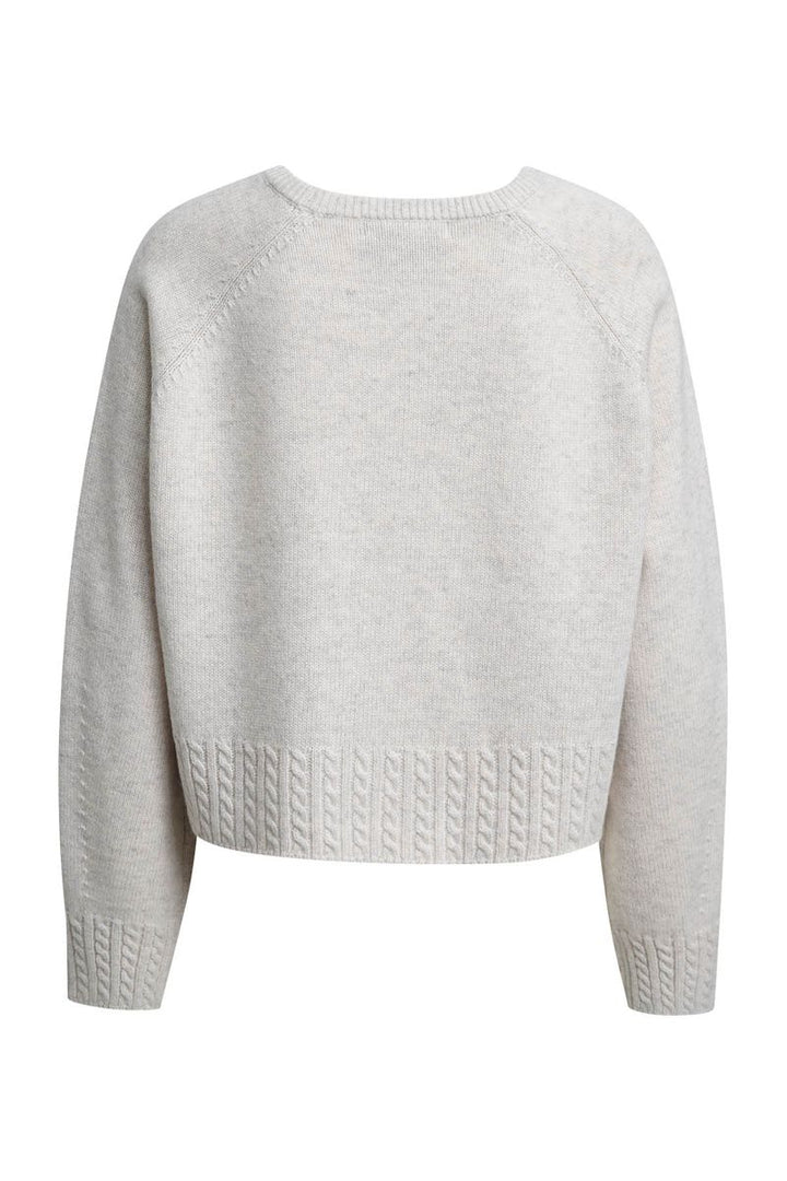 Round Neck Pullover Cable Hem