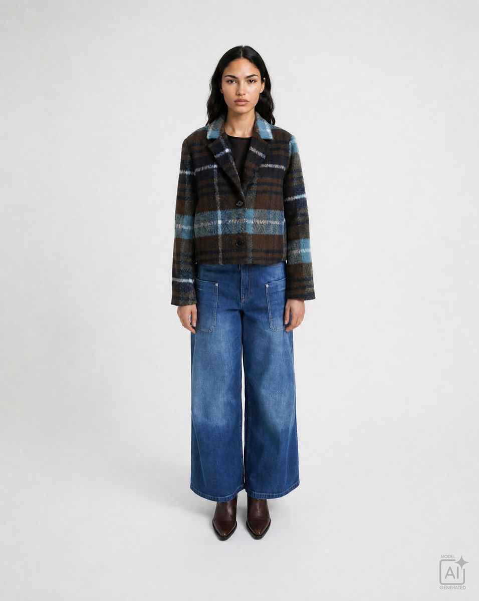Check Cropped Jacket