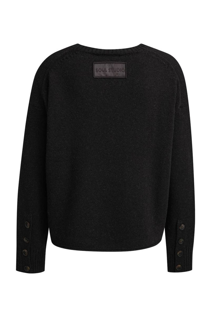 Round Neck Pullover Button Detail