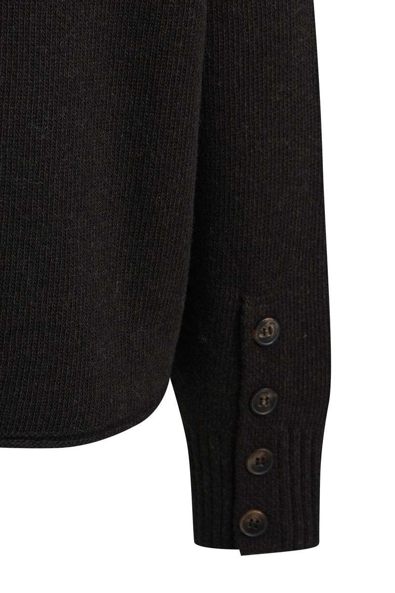 Round Neck Pullover Button Detail