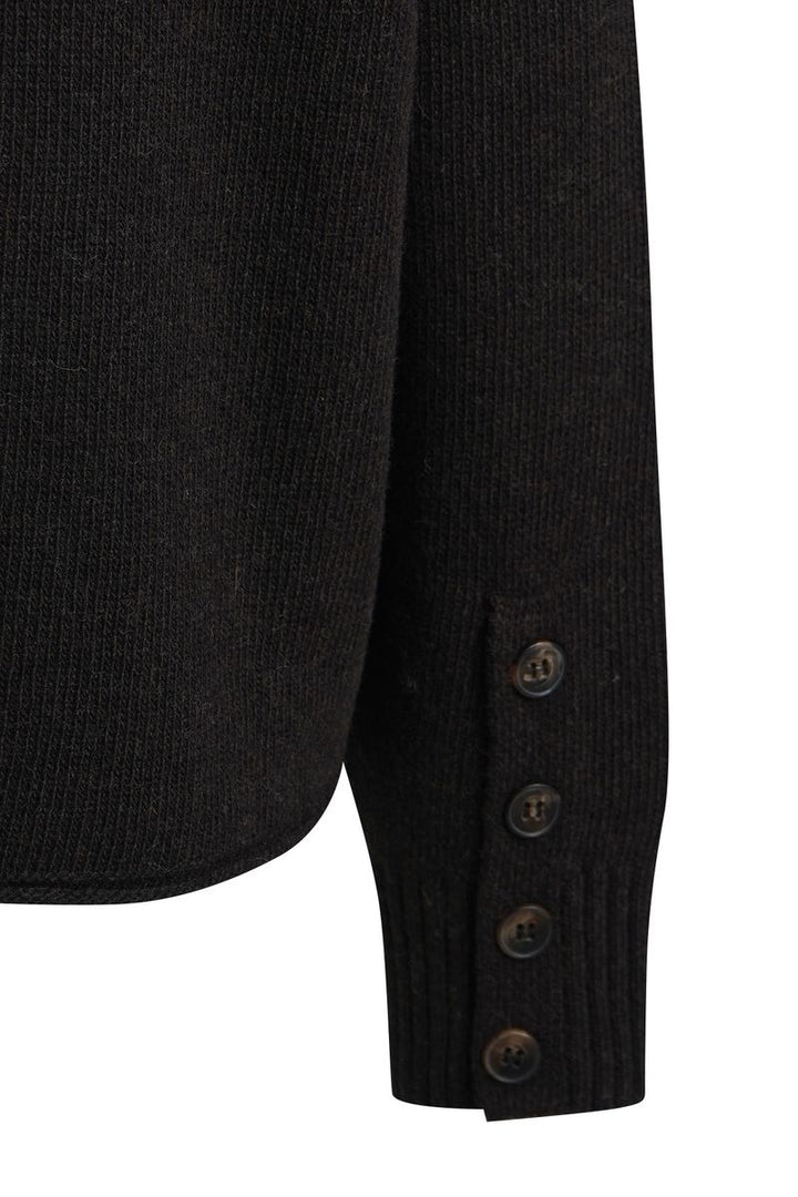 Round Neck Pullover Button Detail