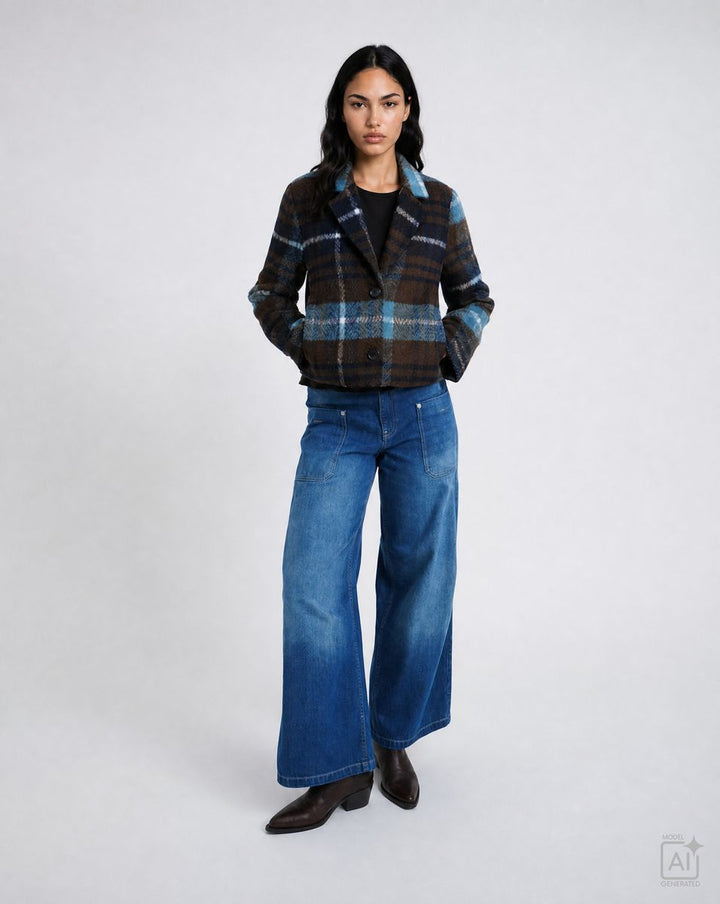 Check Cropped Jacket