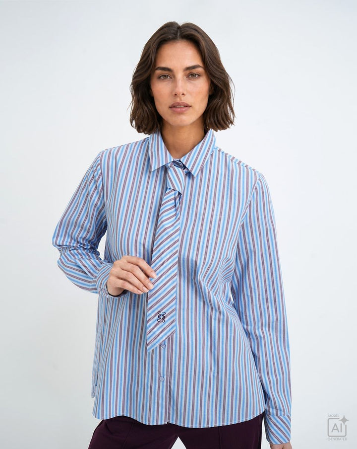 Striped Blouse with Tie