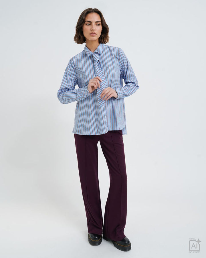 Striped Blouse with Tie