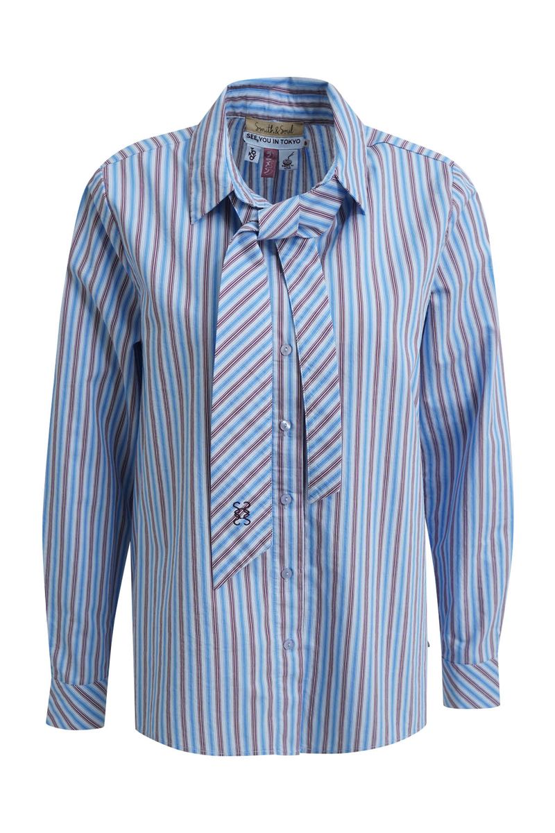 Striped Blouse with Tie