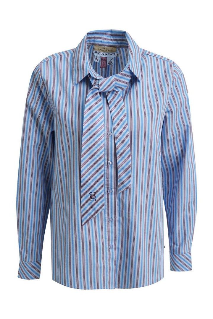 Striped Blouse with Tie
