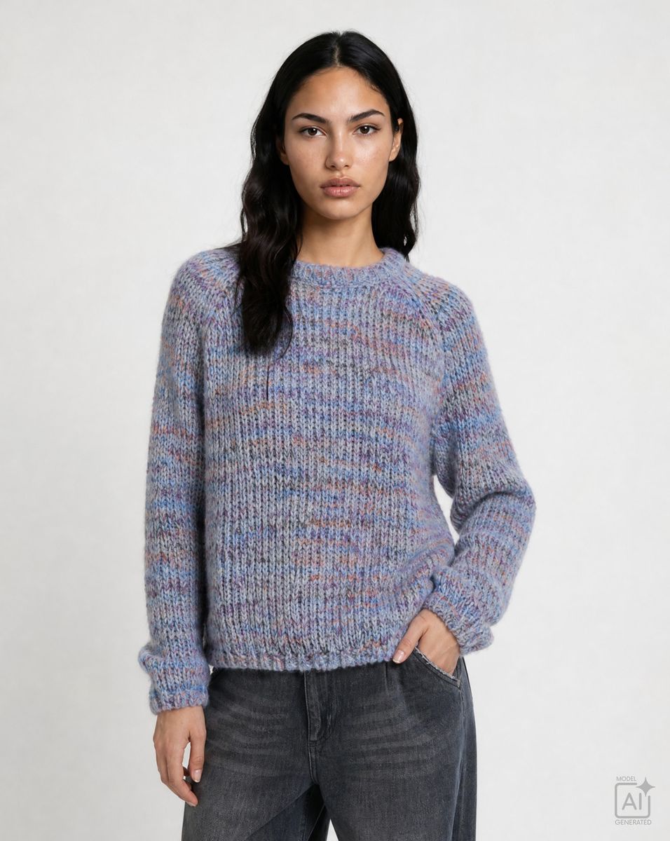 Raglan Effect Yarn Pullover