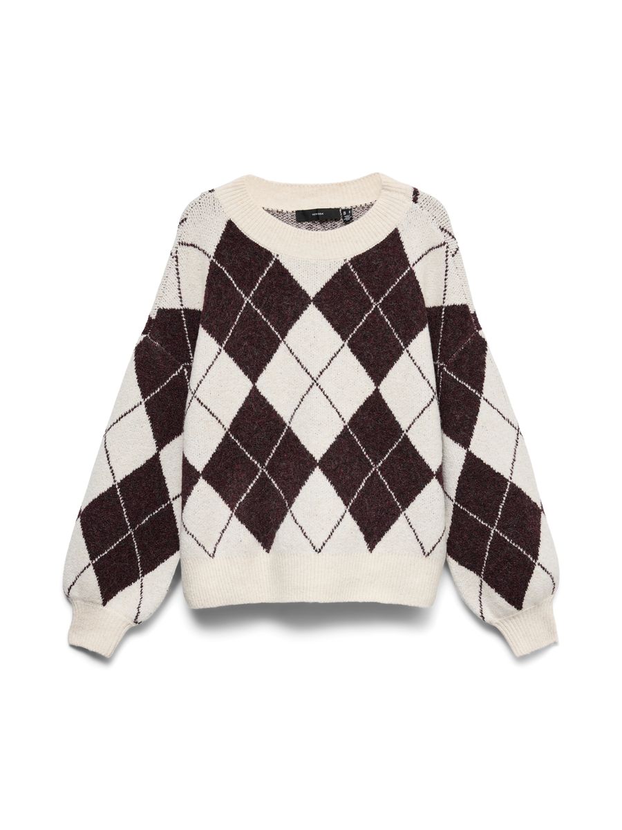 VMDOFFY JAQUARD LS O-NCK PULLOVER NOOS