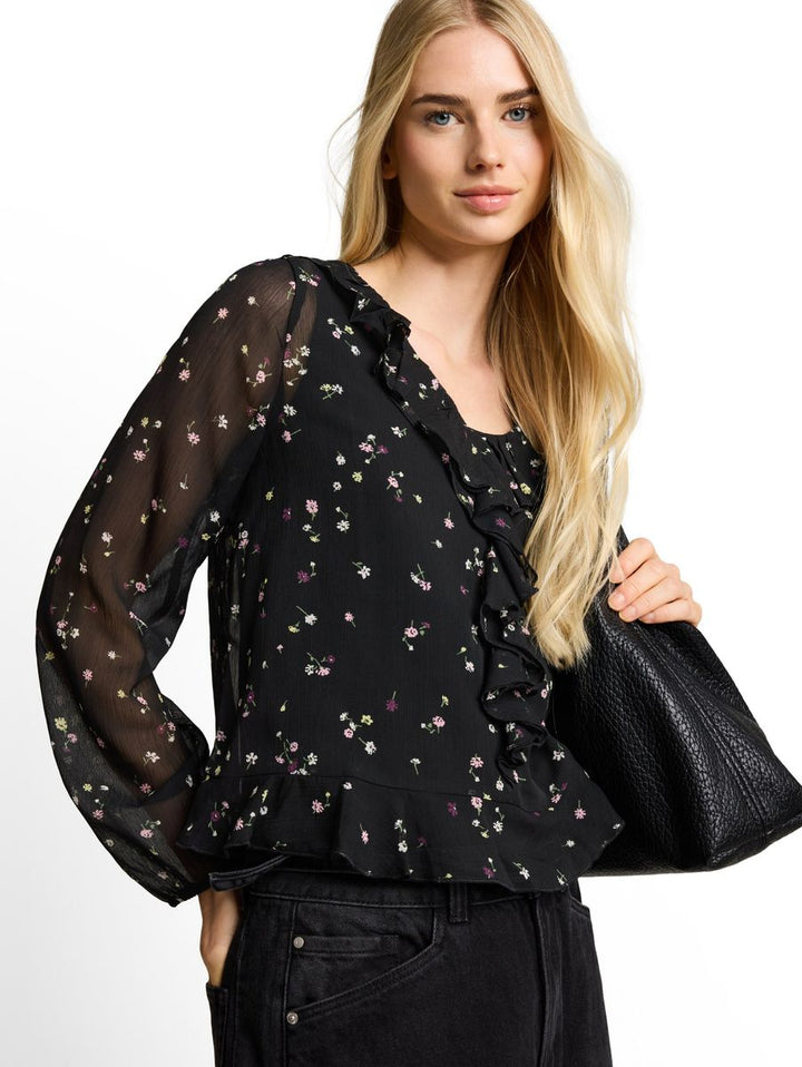 Chiffon Bluse mit Rüschen