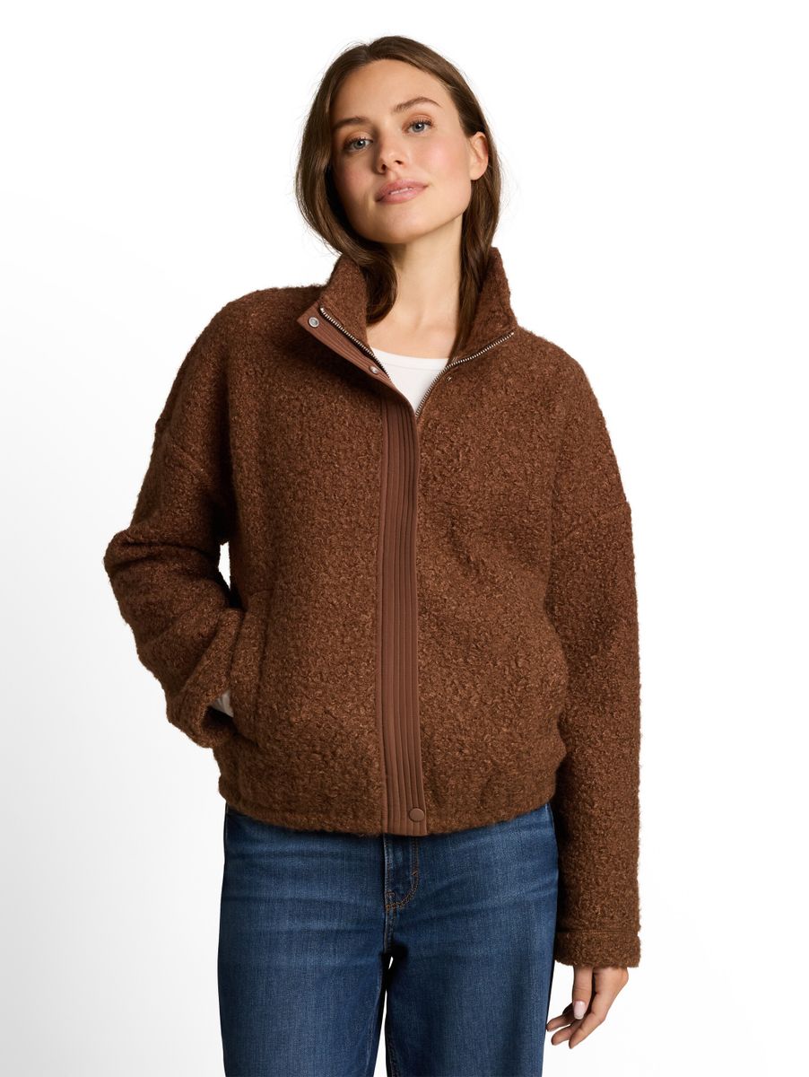 Teddy Sweatjacke mit Stehkragen