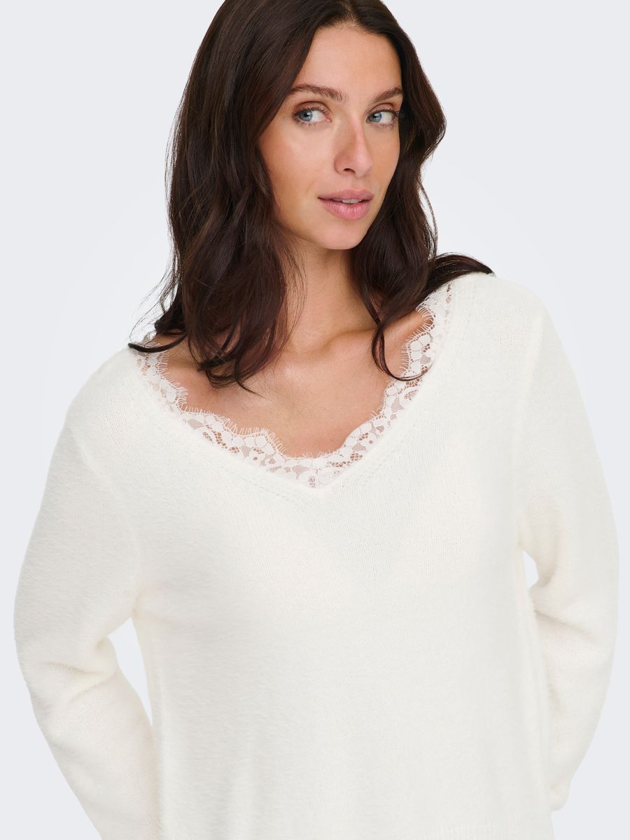 ONLPIUMO LS LACE V-NECK CS KNT