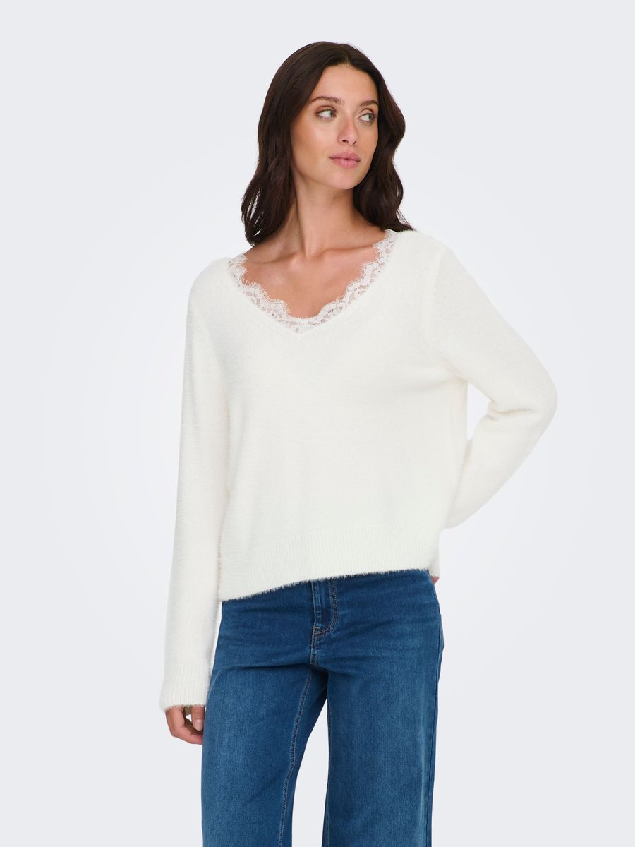 ONLPIUMO LS LACE V-NECK CS KNT