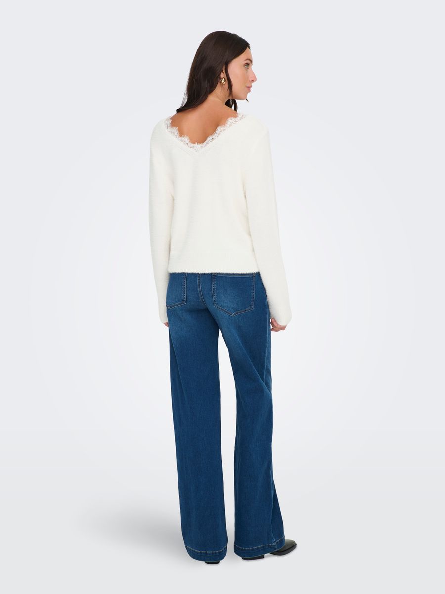 ONLPIUMO LS LACE V-NECK CS KNT