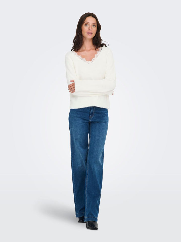 ONLPIUMO LS LACE V-NECK CS KNT