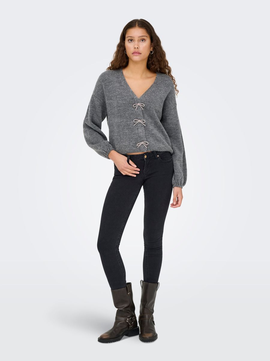 ONLDONNA LS BOW V-NECK CS KNT