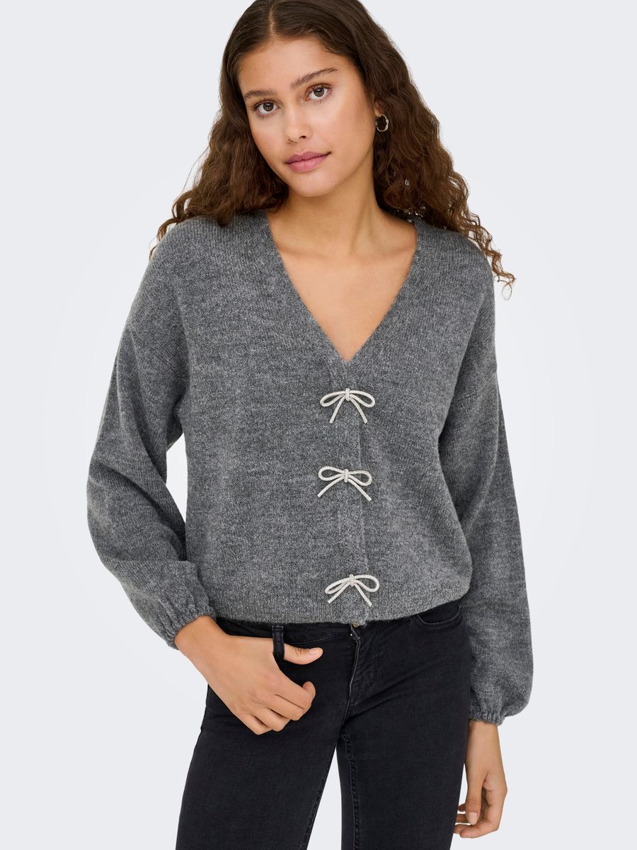 ONLDONNA LS BOW V-NECK CS KNT