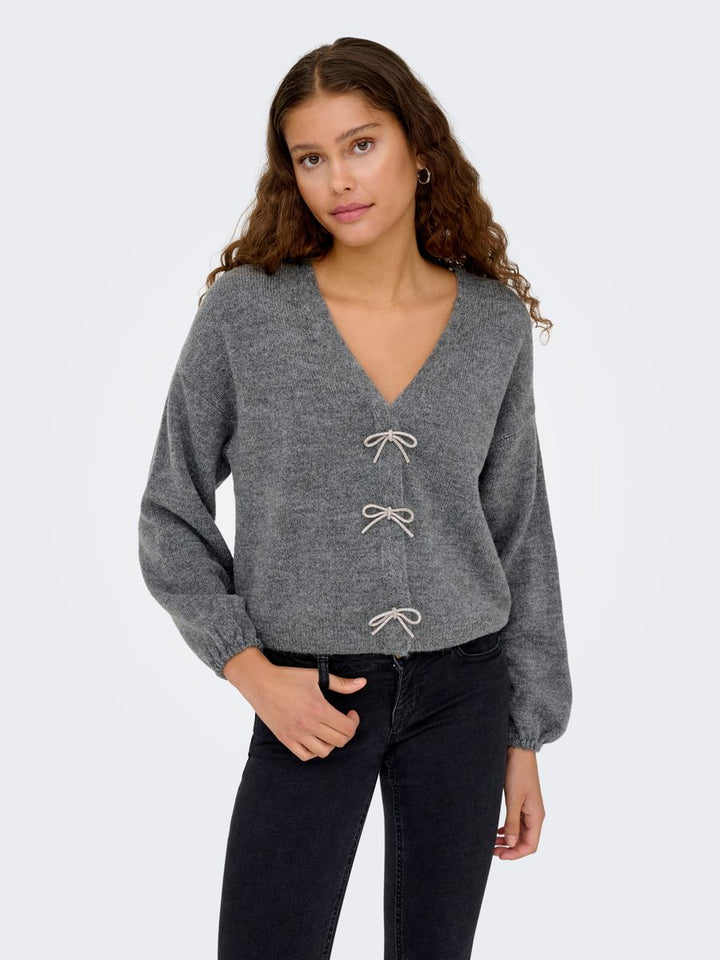 ONLDONNA LS BOW V-NECK CS KNT