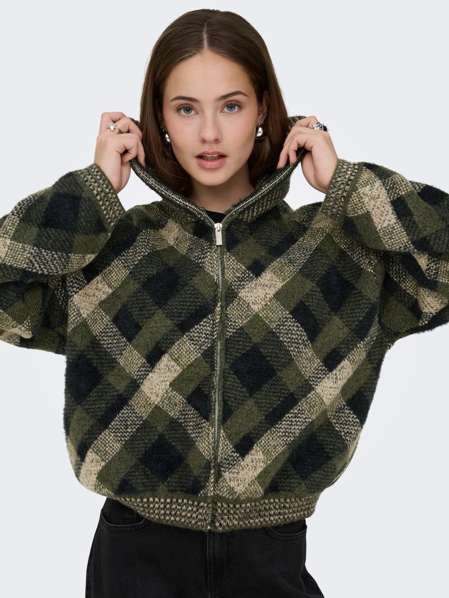 ONLMAROON LS ZIP COLLAR CARDIGAN KNT