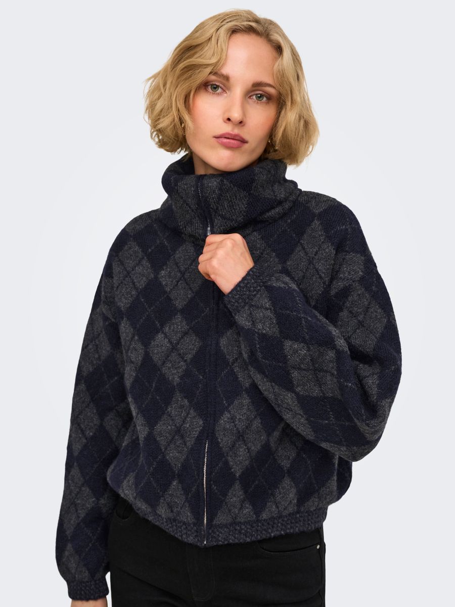 ONLMAROON LS ZIP COLLAR CARDIGAN KNT