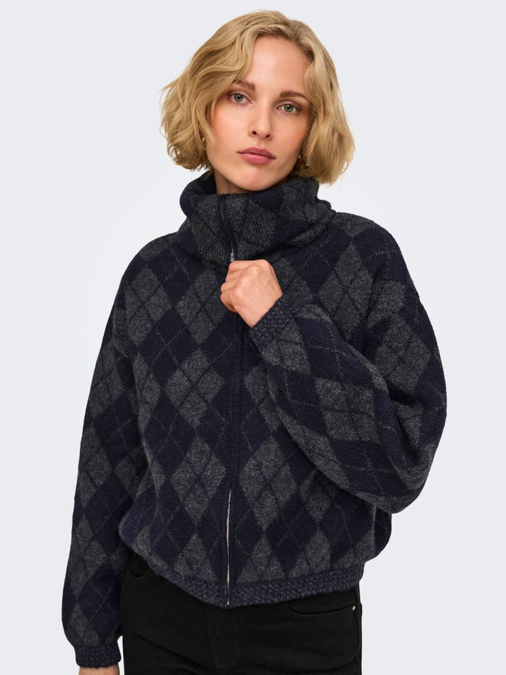 ONLMAROON LS ZIP COLLAR CARDIGAN KNT